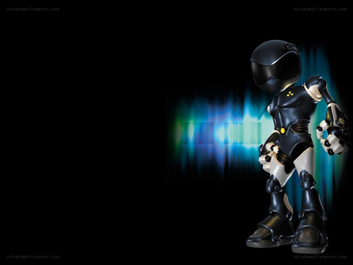 robot character with glowing background