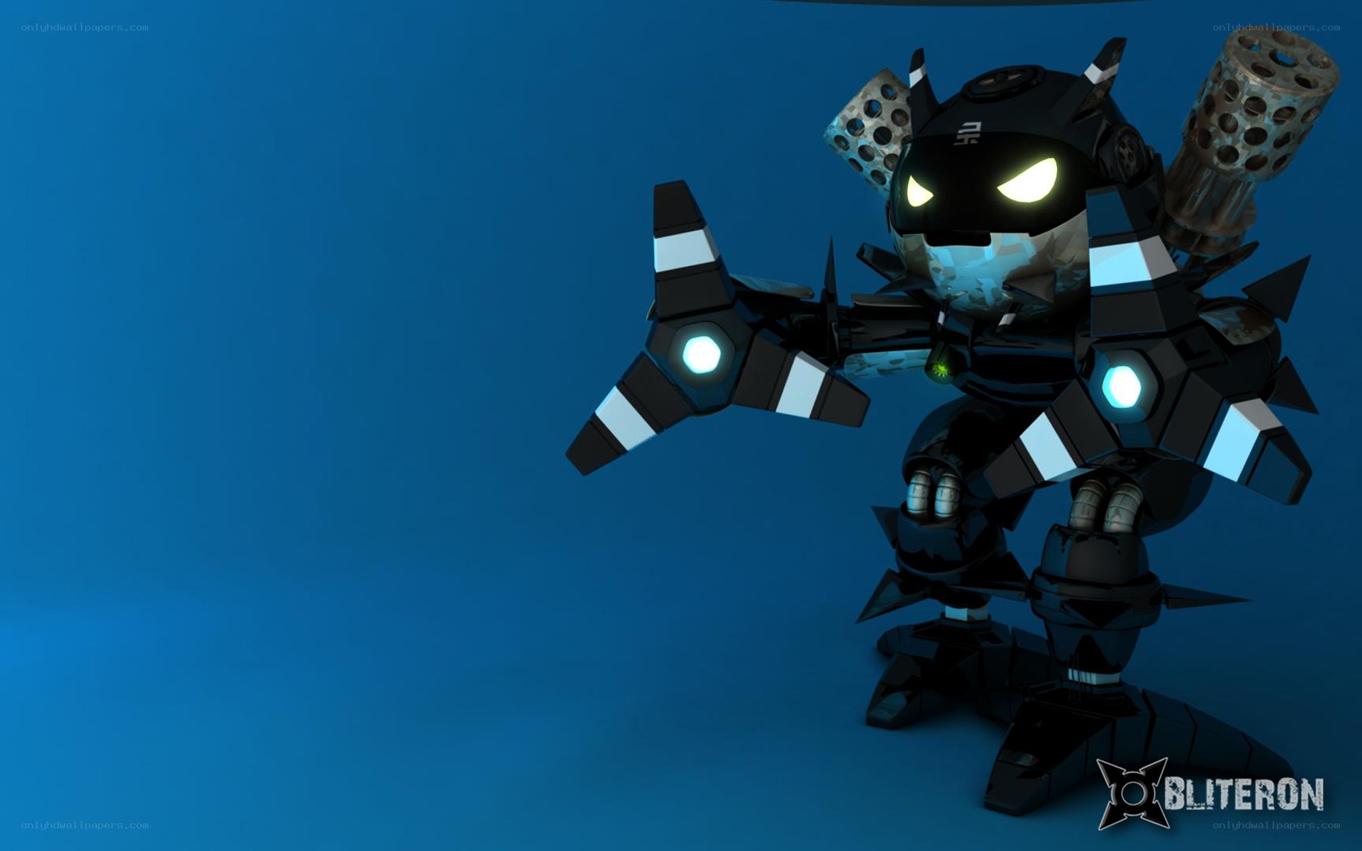robot character with glowing eyes