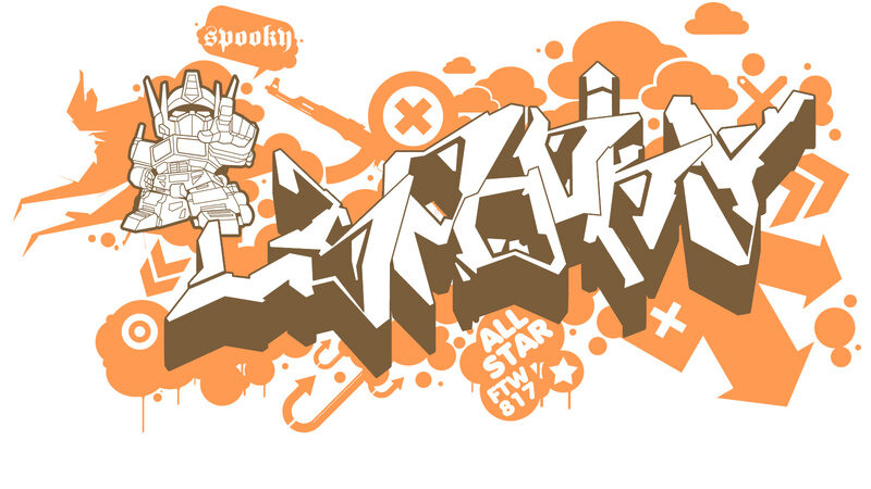 Robot Character with Graffiti