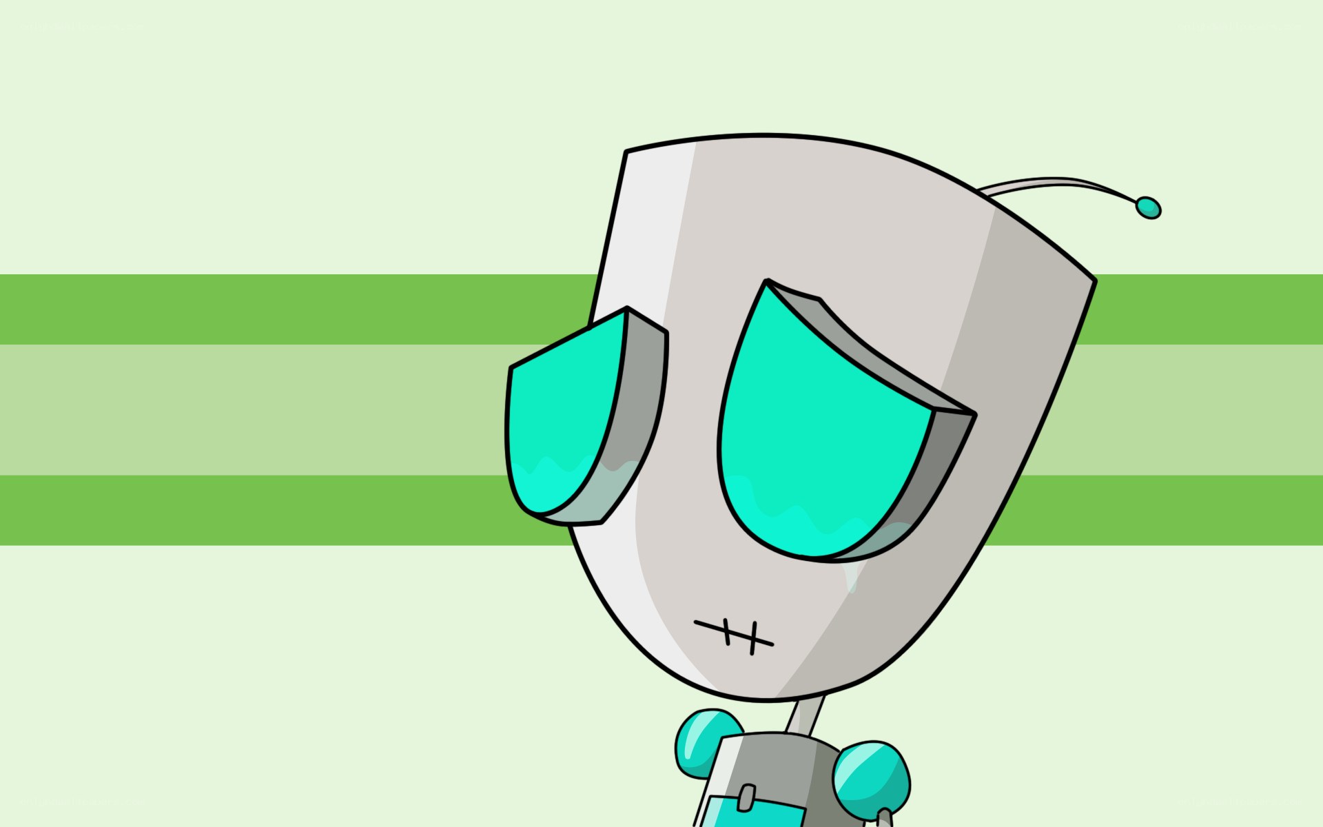 robot character with green eyes