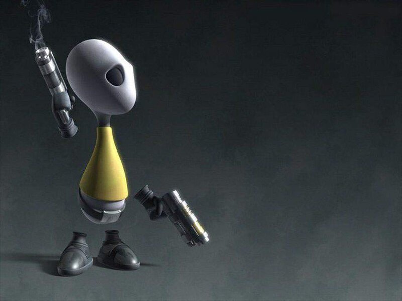 robot character with guns