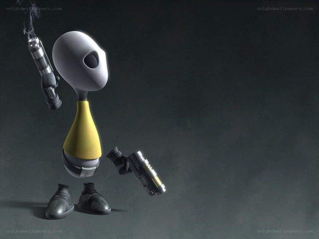 robot character with guns