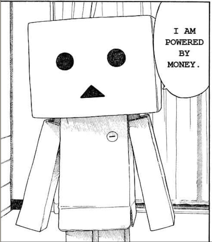 robot character with money quote