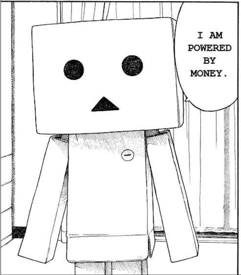 robot character with money quote