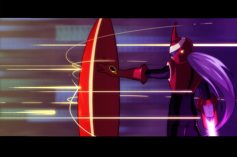robot character with shield
