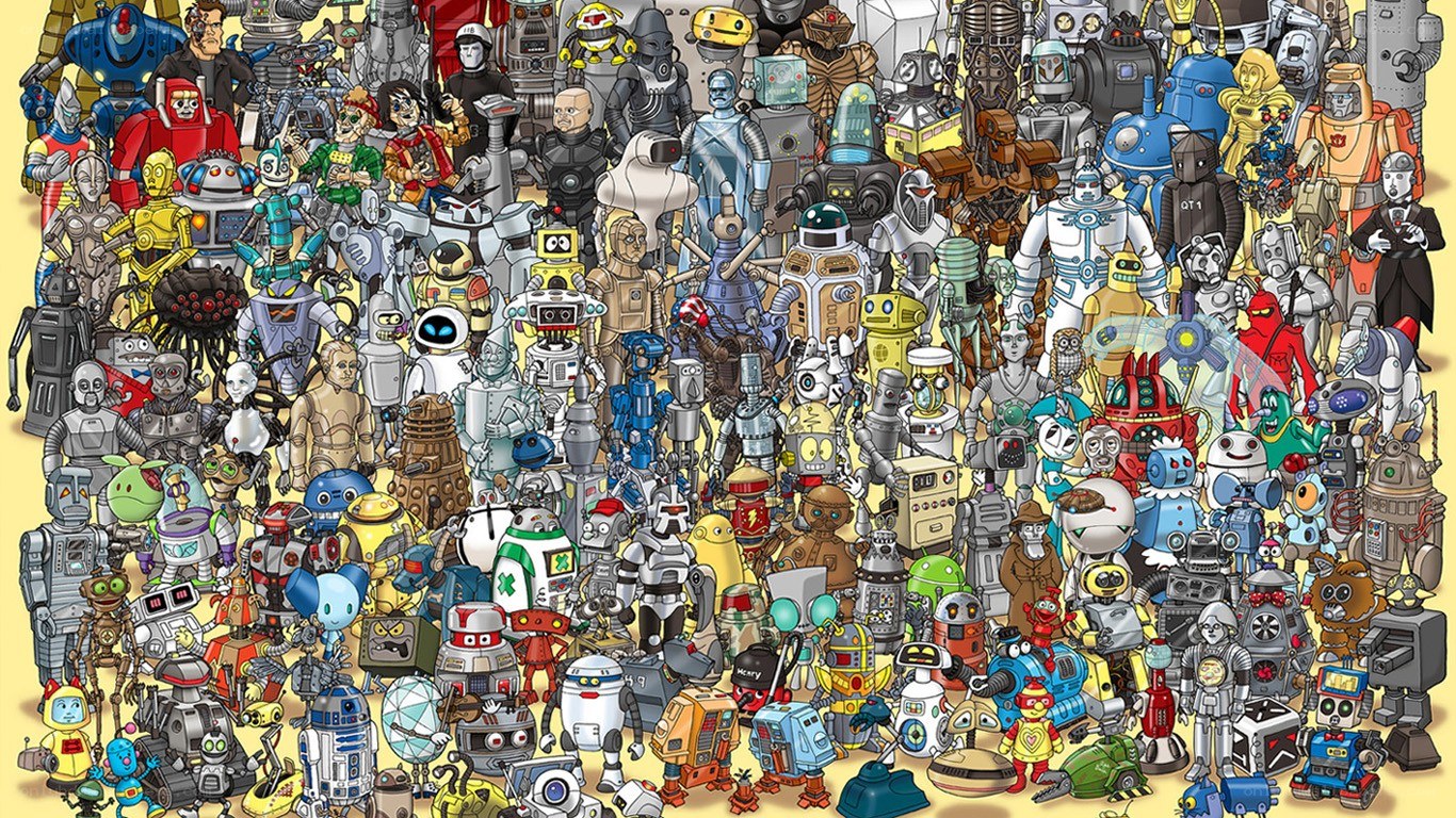 Robot characters collage