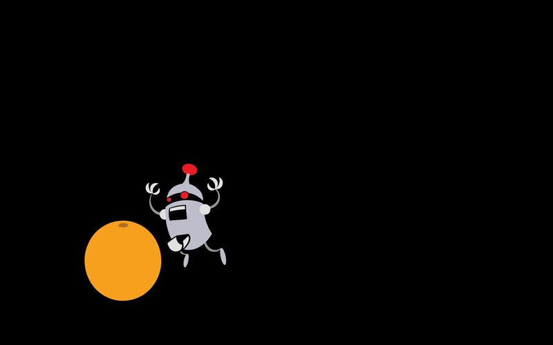 robot chasing orange