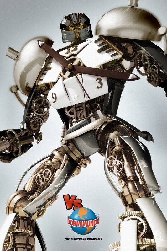 robot clock ad for Dormimundo