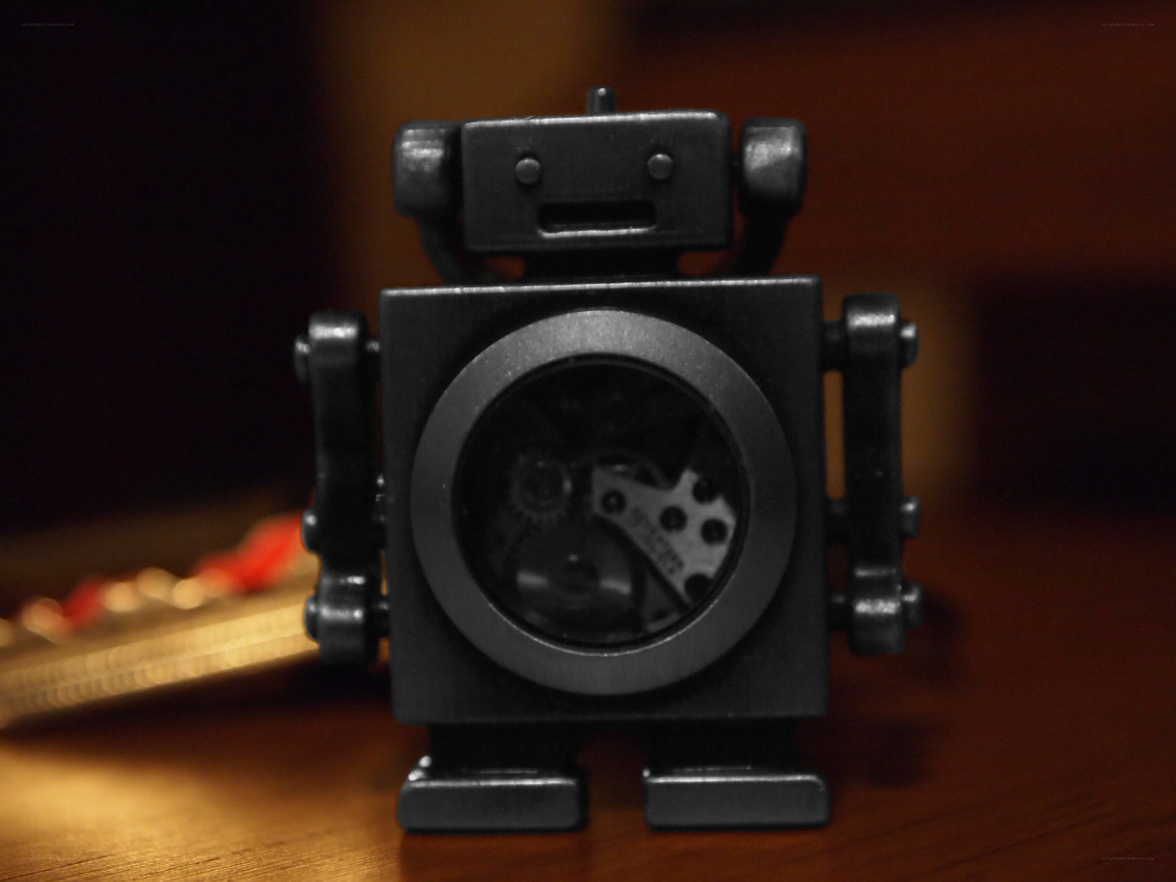 robot clock with gears