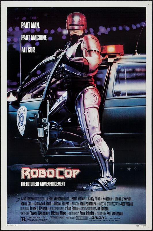 Robot Cop Exiting Car — Black, Dramatic, Night, Illustration, Police Car, Helmet