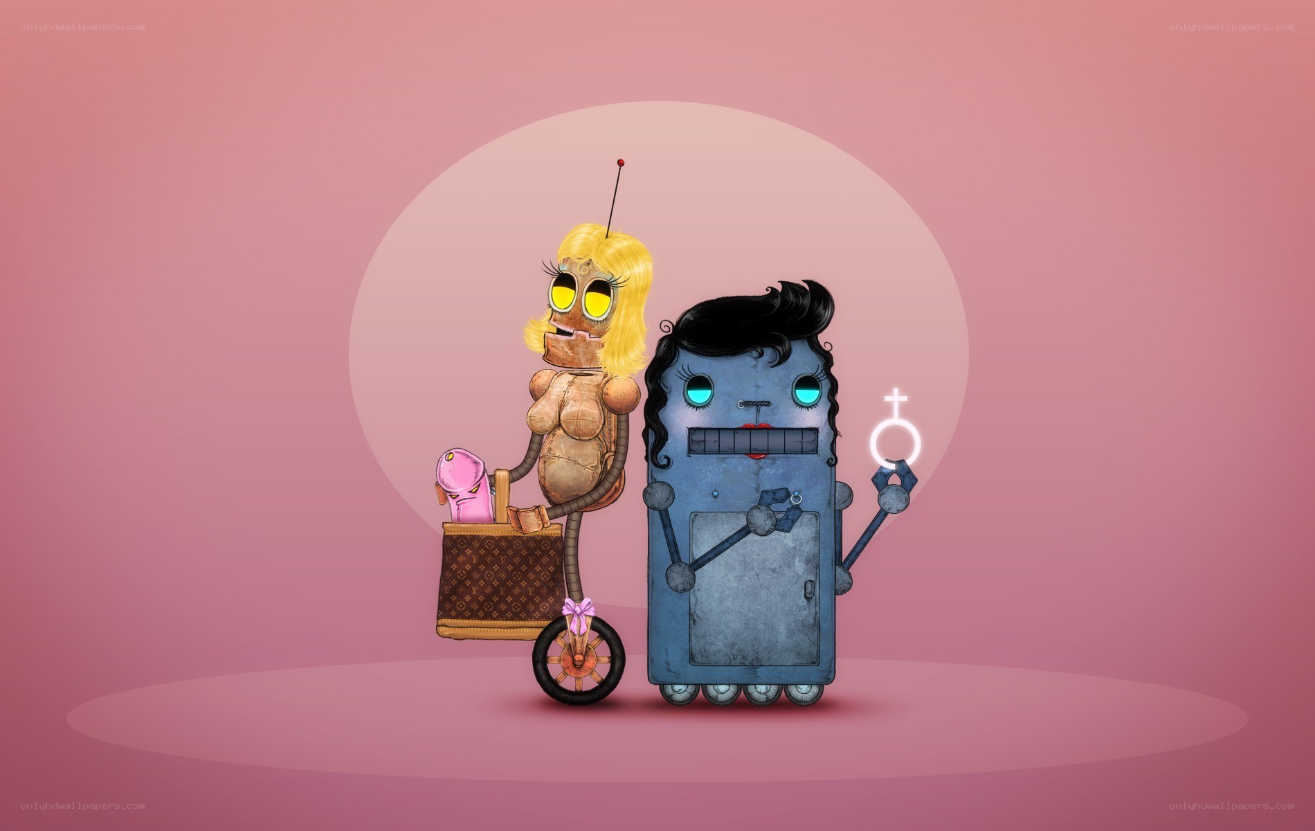 robot couple with shopping