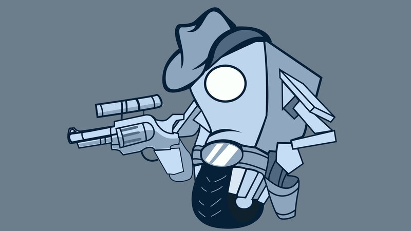 Robot Cowboy Holding Gun