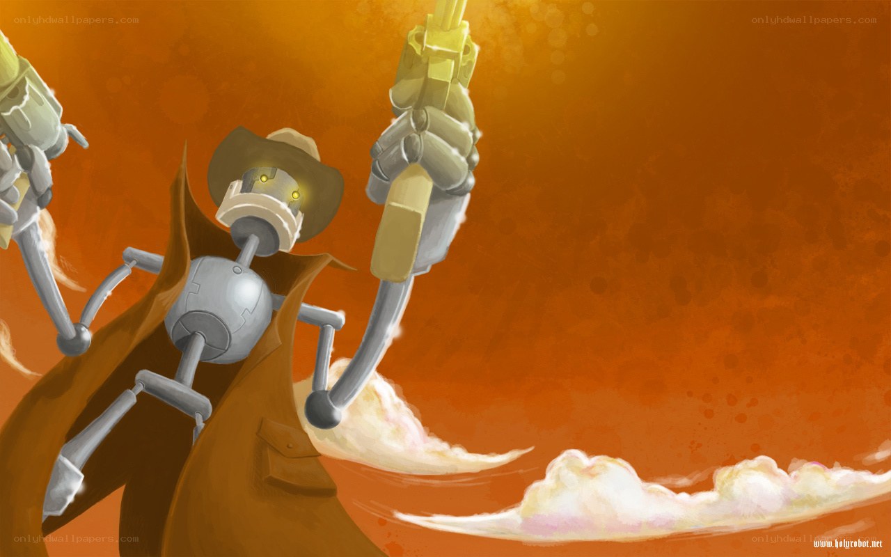 robot cowboy in action