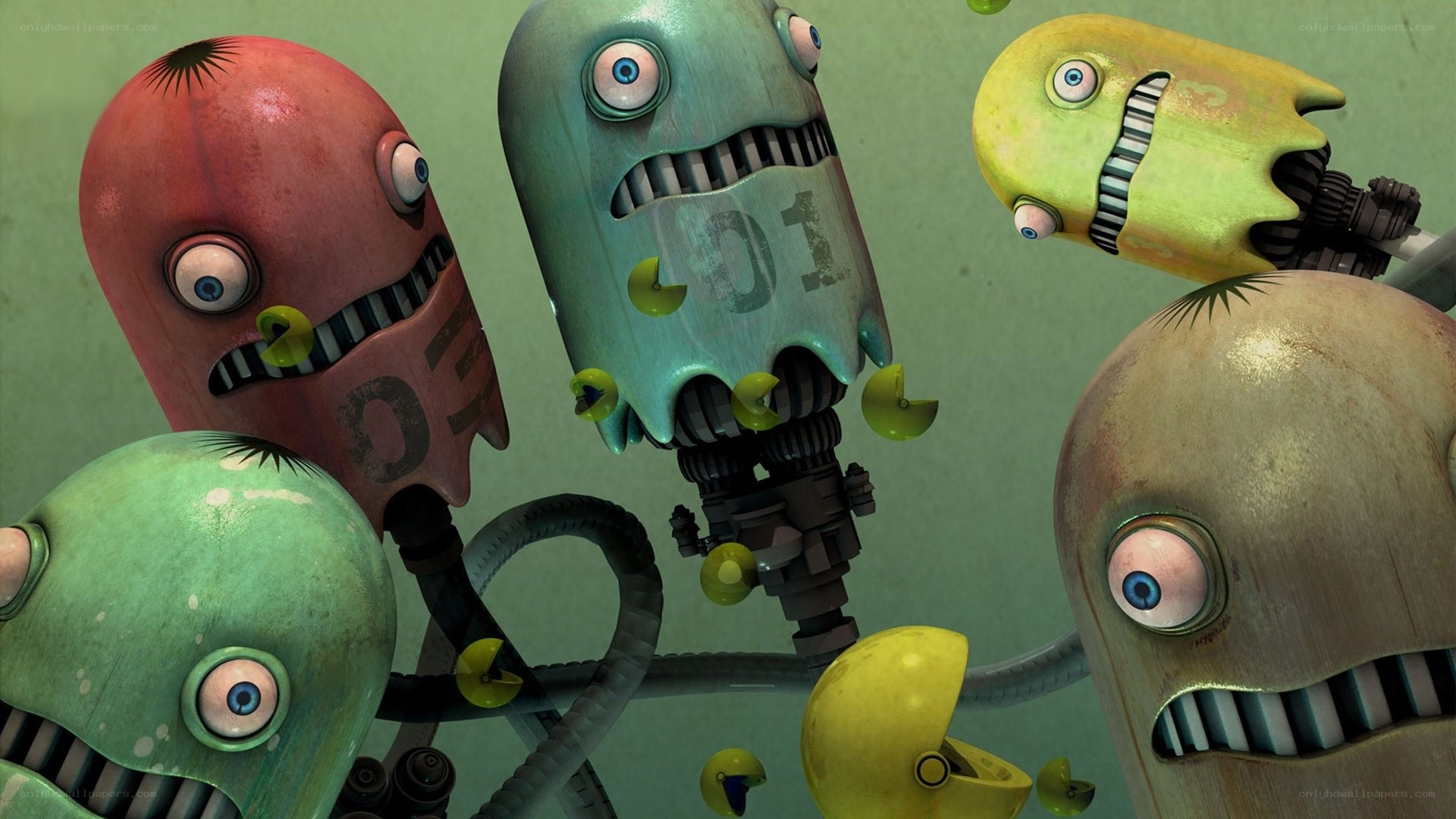 robot creatures in a group