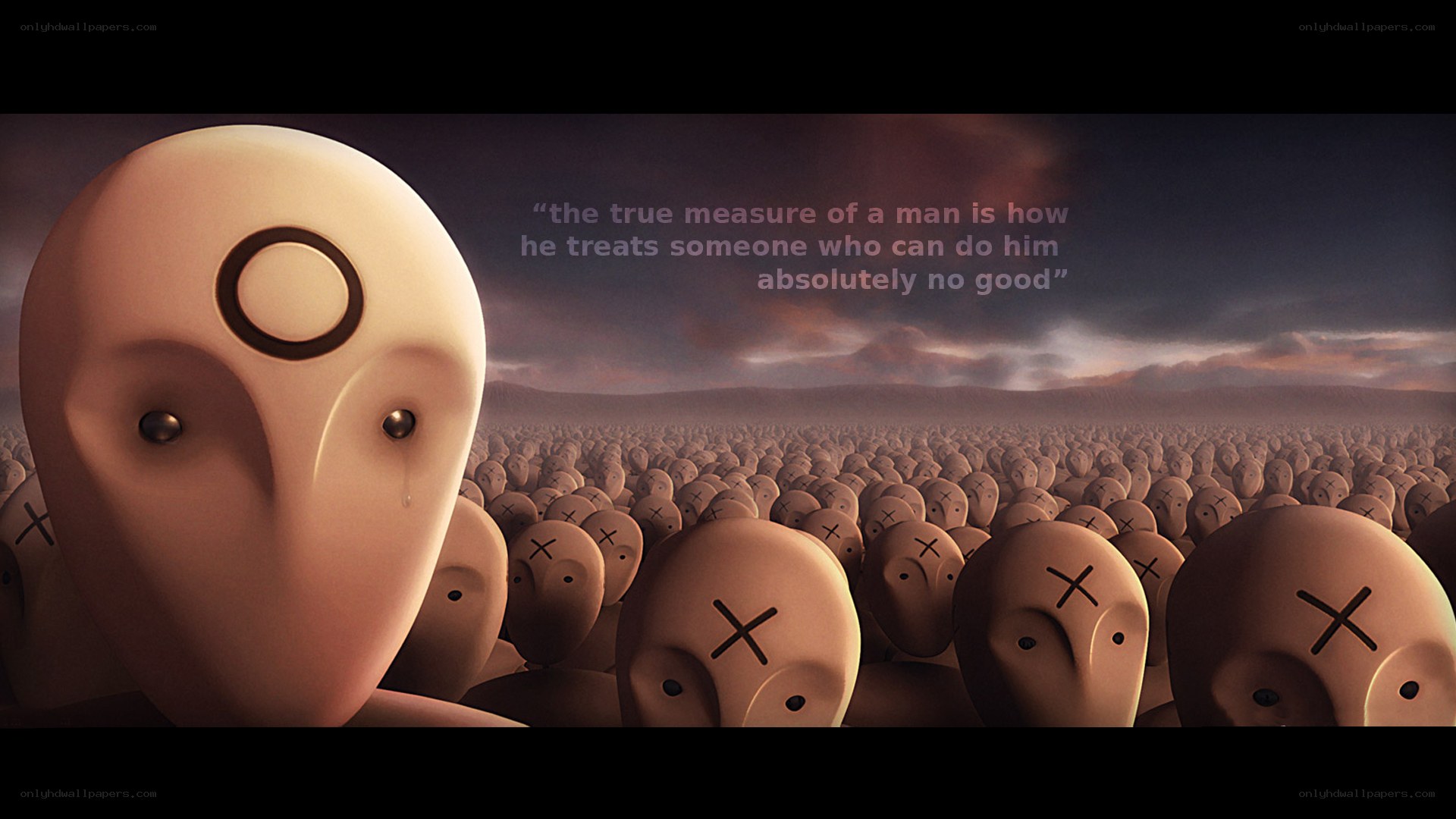 robot crowd with quote