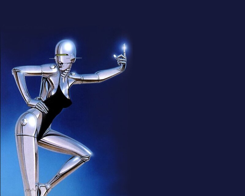 robot dancer in silver suit