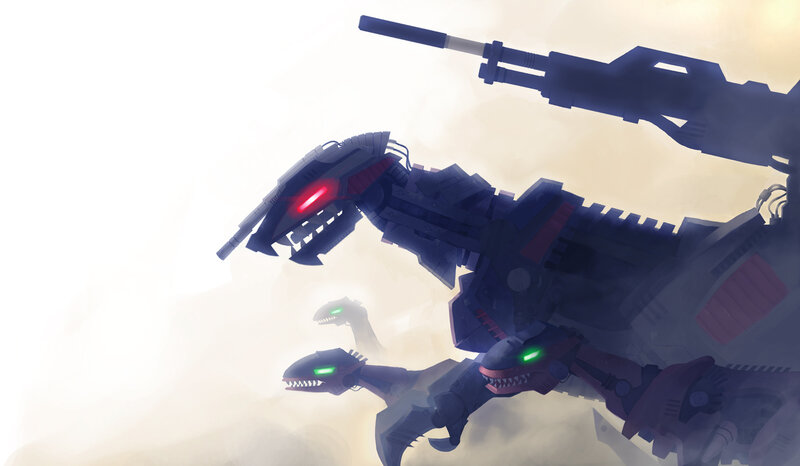 robot dinosaurs in battle