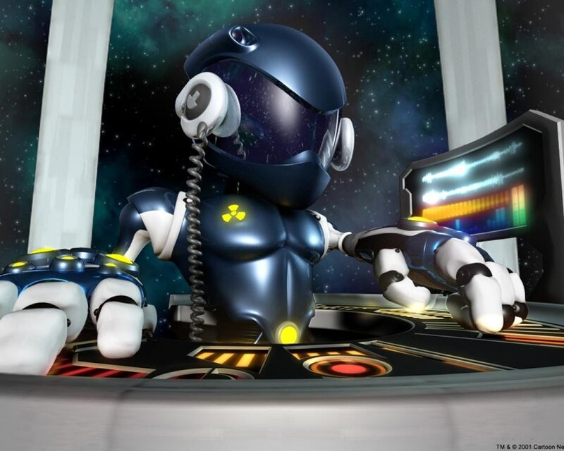 Robot Dj at Console — Blue, Futuristic