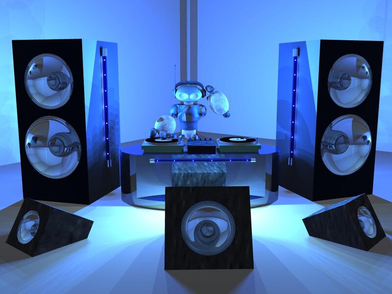 Robot Dj at Turntable
