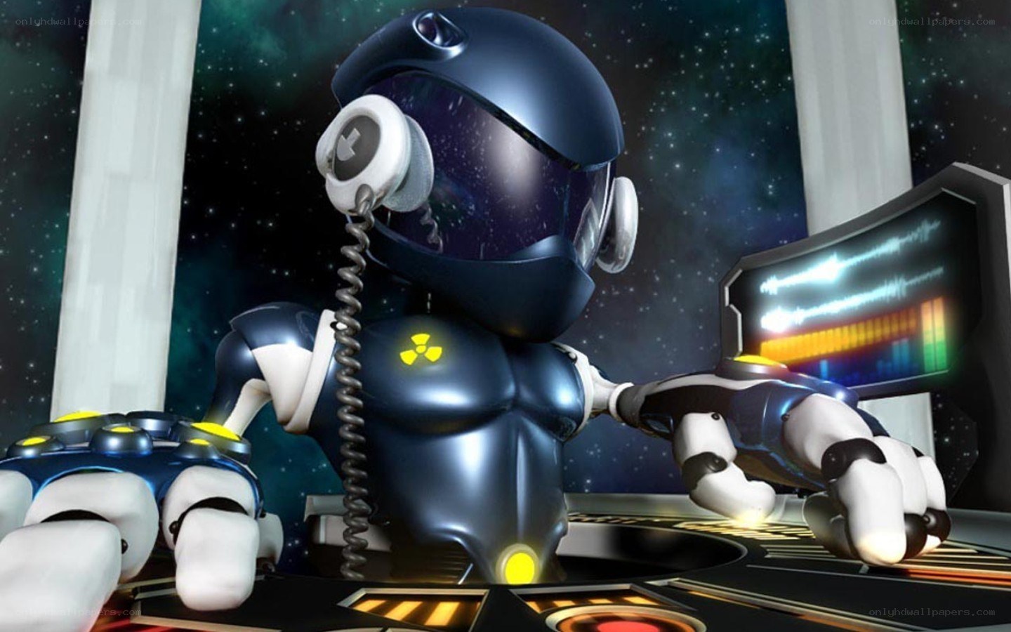 robot dj in space