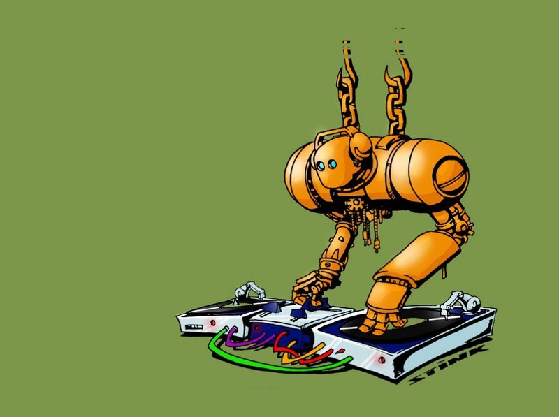 robot dj performing
