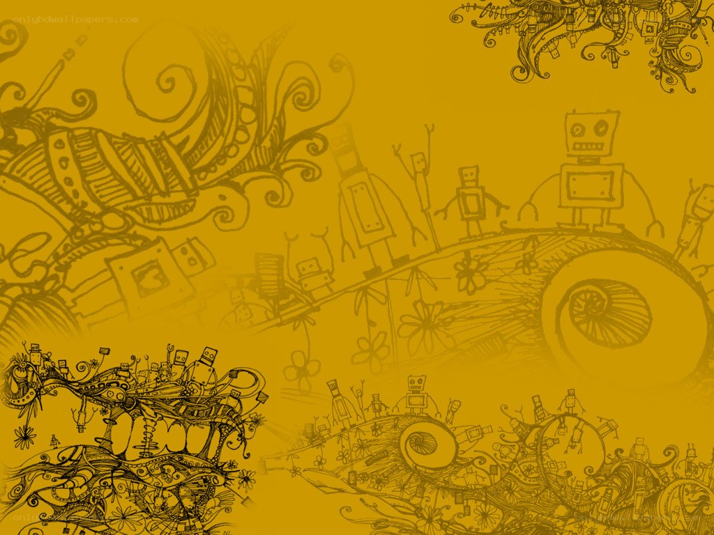 robot doodle art background