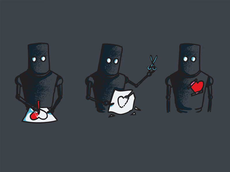 robot drawing heart