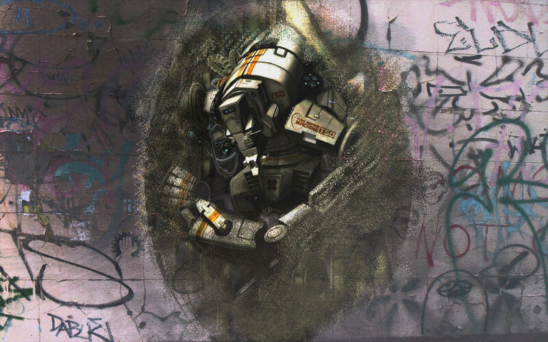 Robot Emerging from Wall