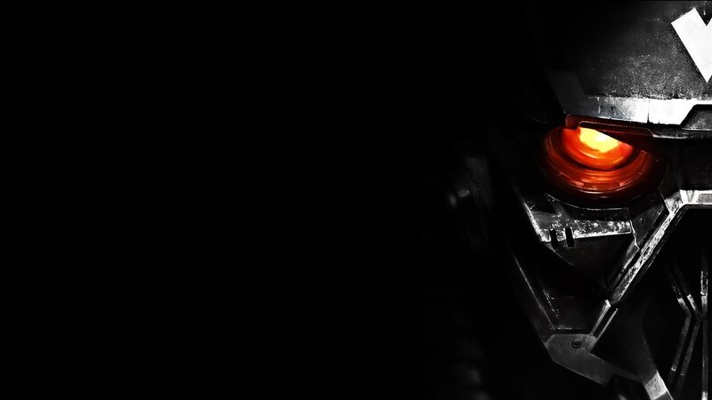 robot eye in darkness
