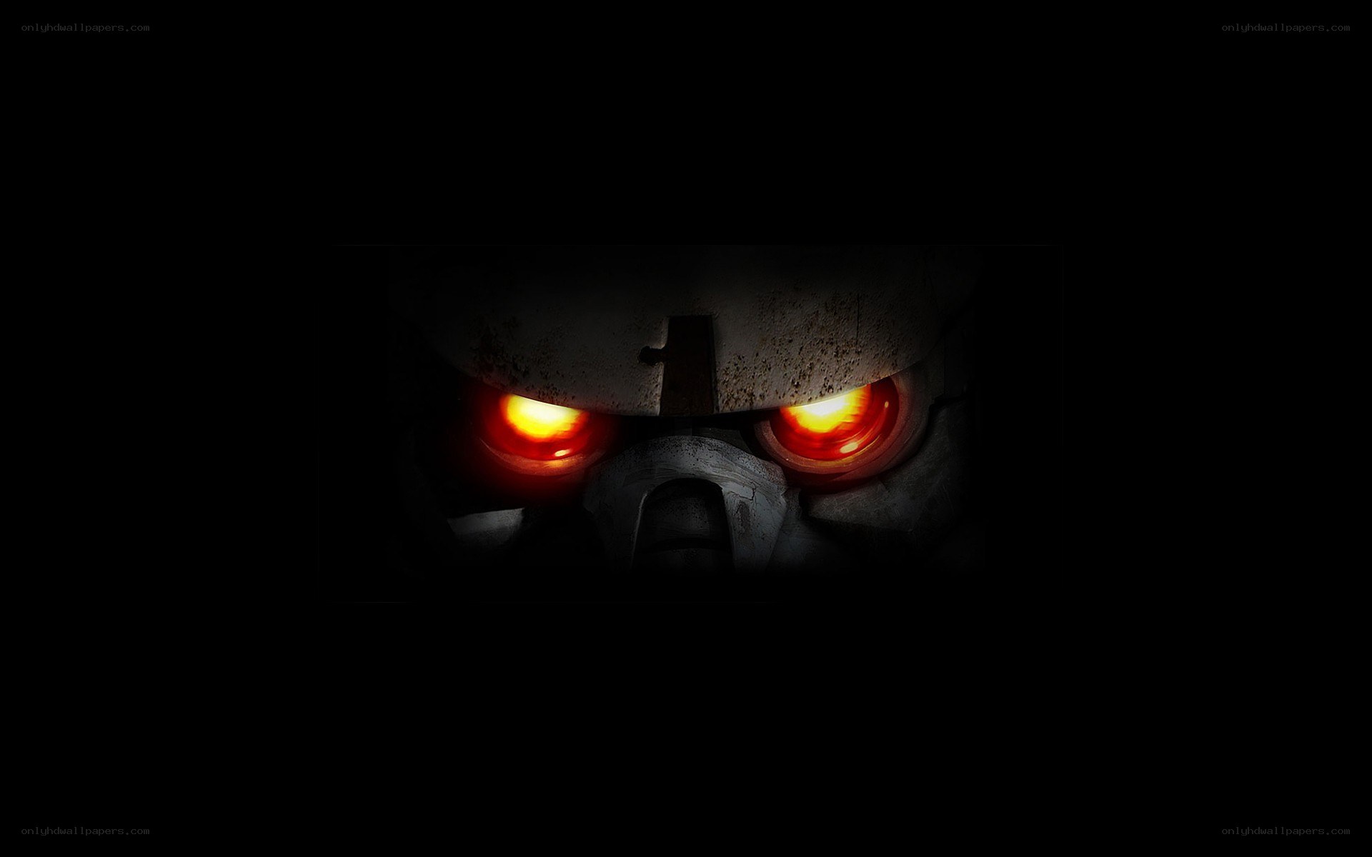 robot eyes glowing red