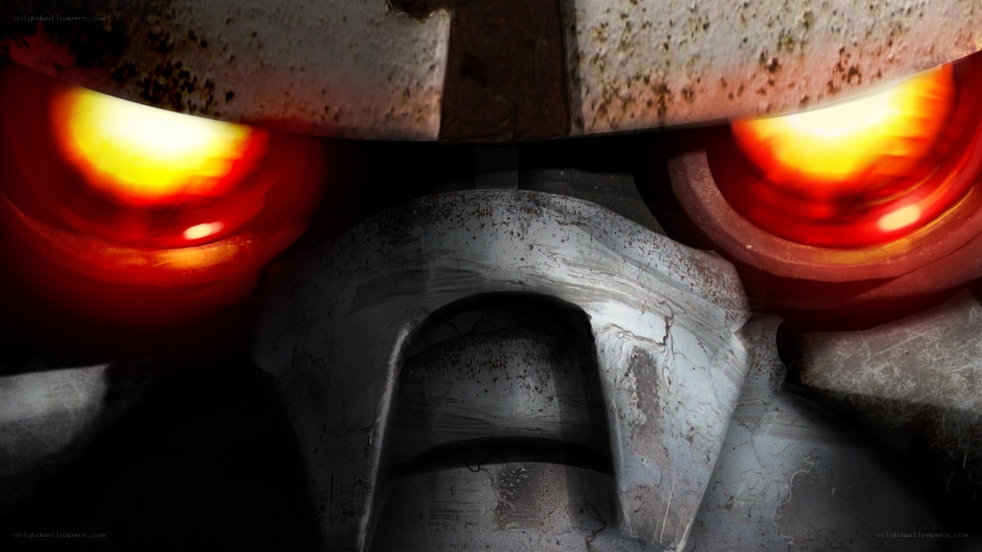 robot eyes glowing red