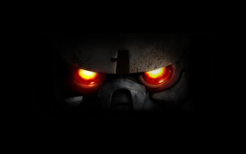 robot eyes glowing red