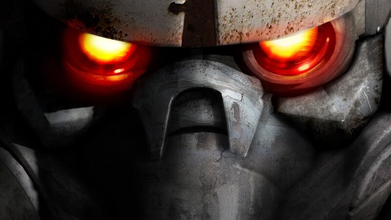 Robot Face Close-up — Red
