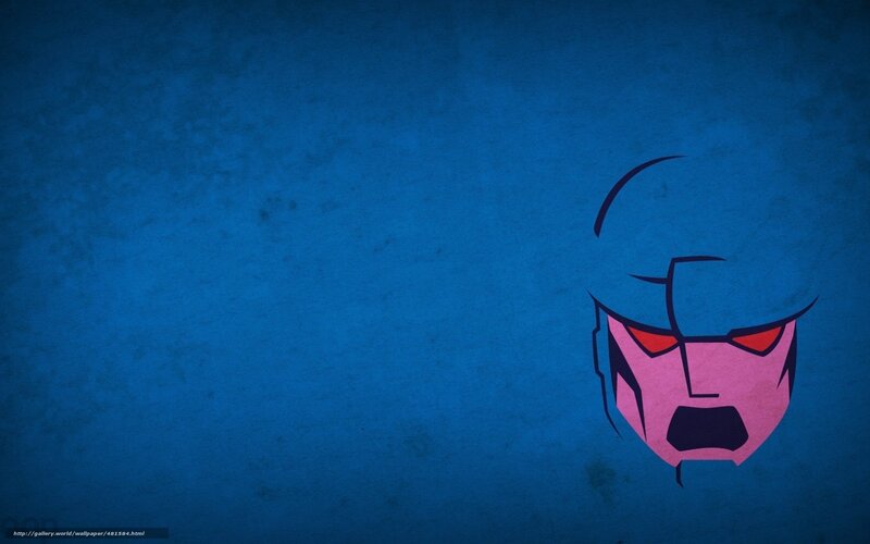 Robot Face on Blue Background — Dramatic
