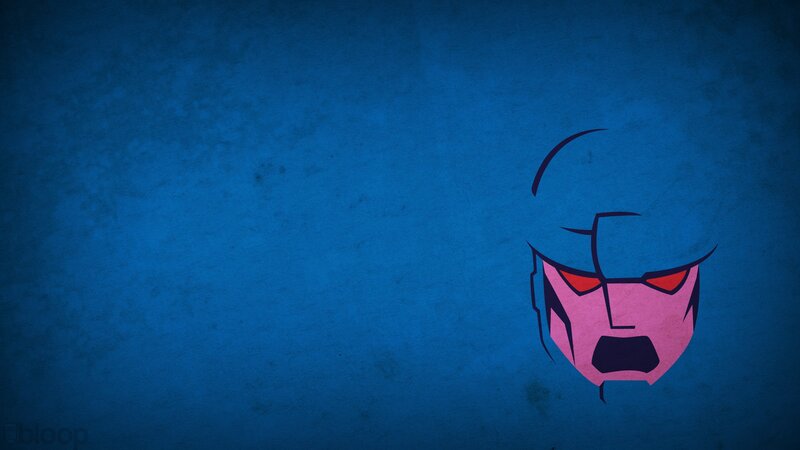 Robot Face on Blue
