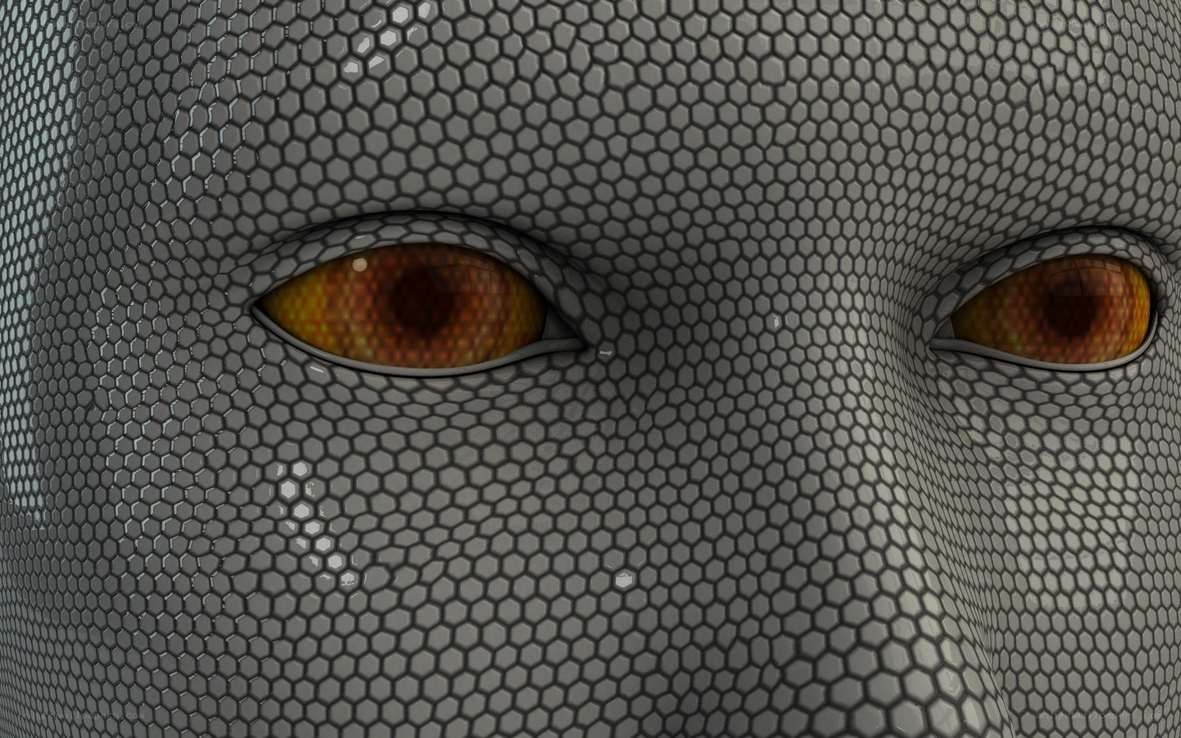 robot face with glowing eyes