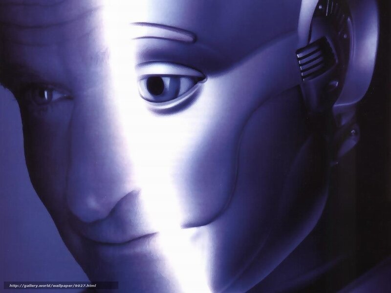 robot face with glowing light