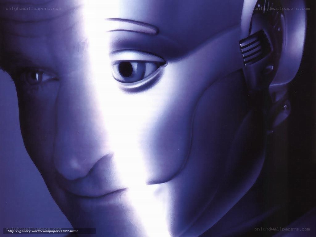 robot face with glowing light