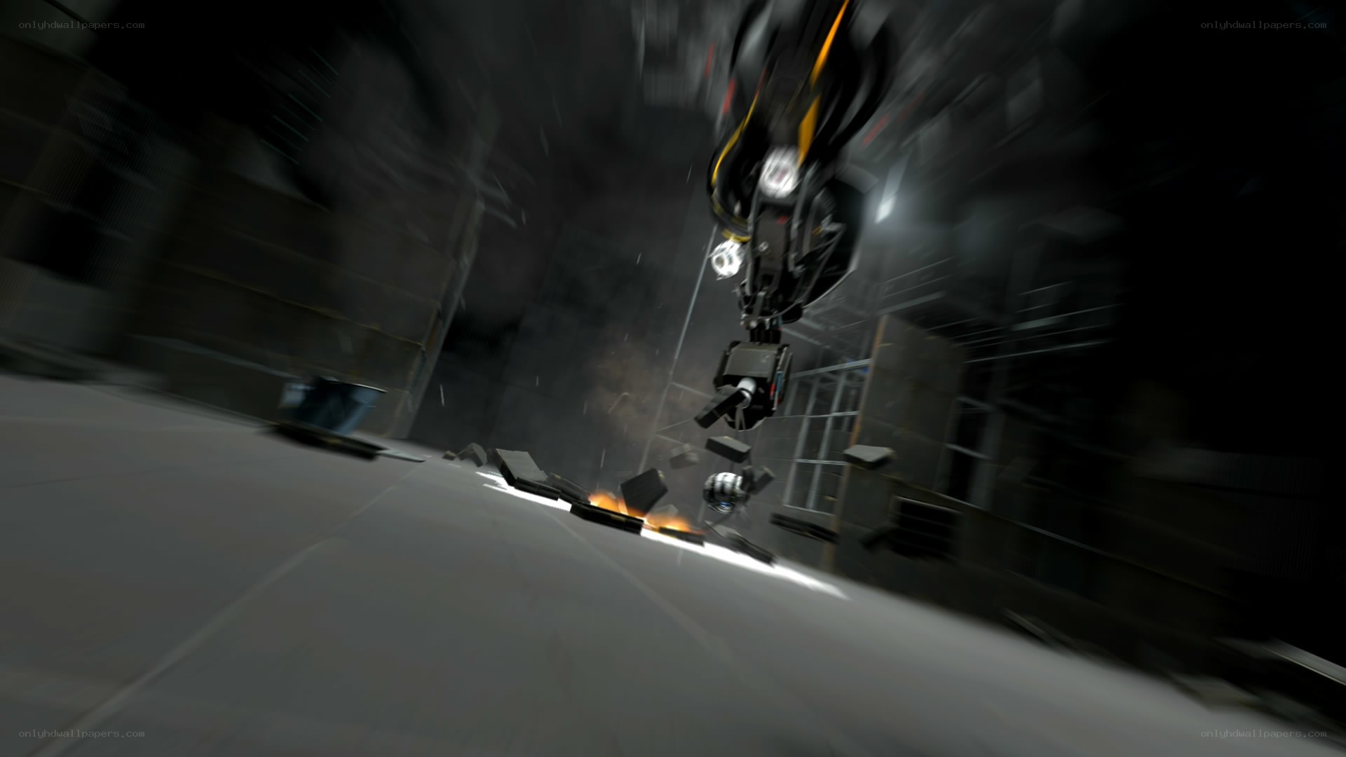 robot falling in industrial setting
