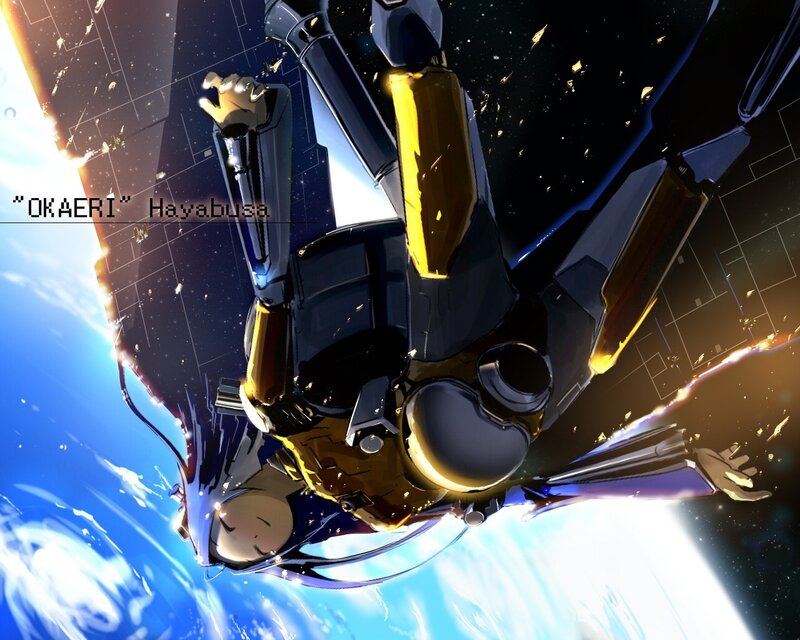Robot falling through space