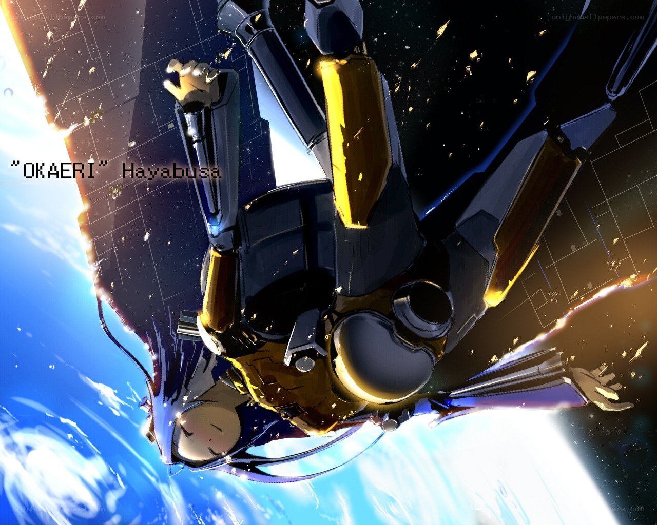 Robot falling through space