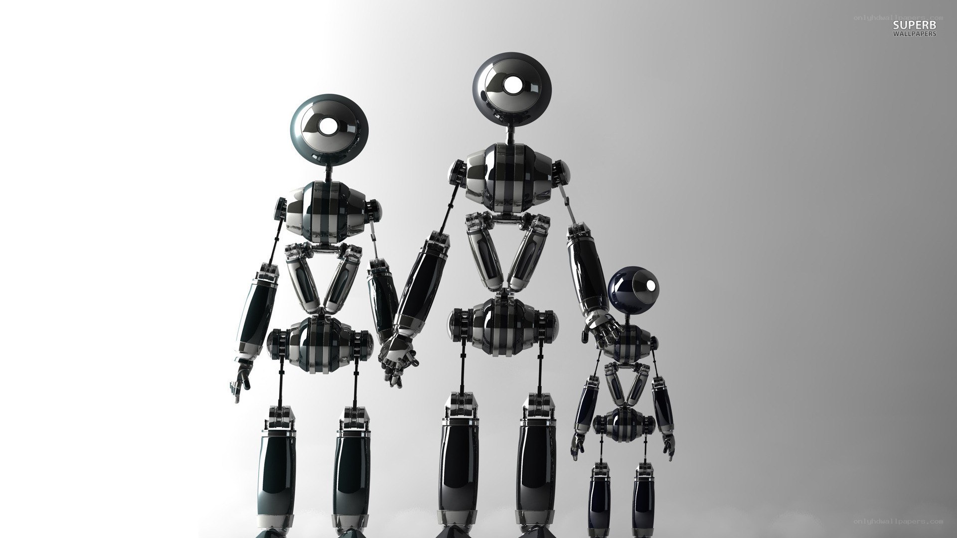 robot family holding hands