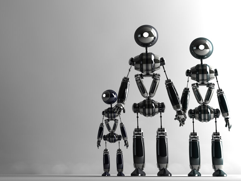 robot family standing together