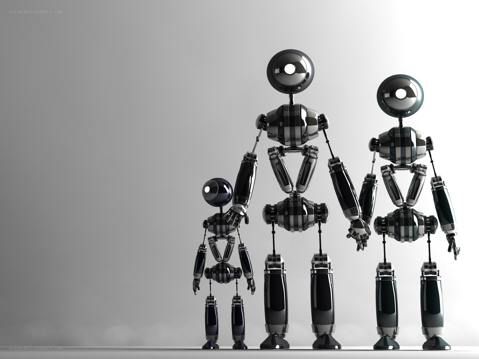 robot family standing together