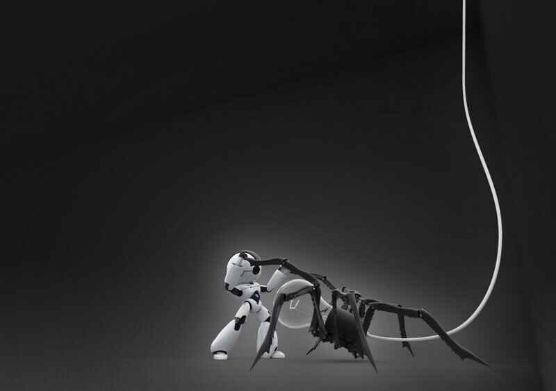 Robot fighting a spider robot