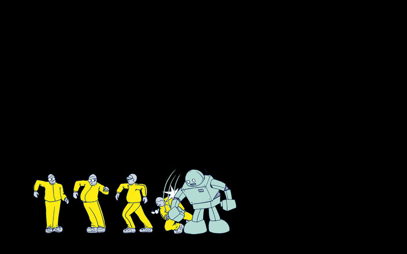 Robot Fighting Men — Yellow