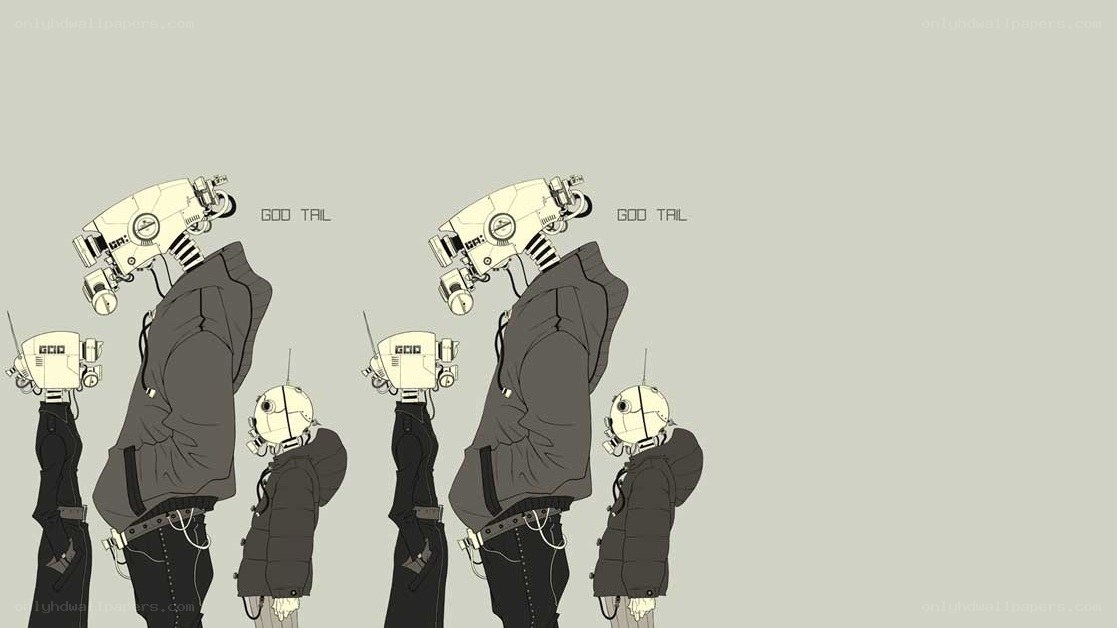 robot figures in a row