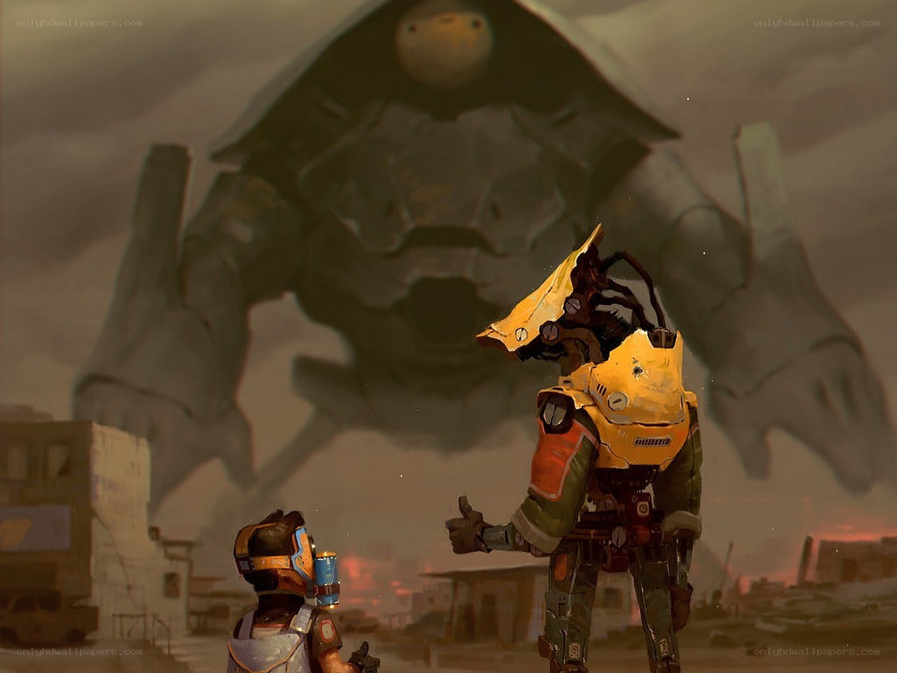 robot giants in a wasteland