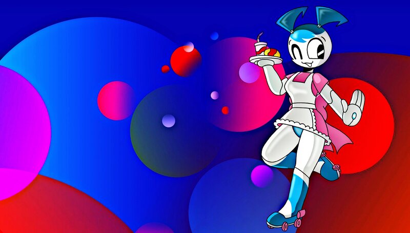 Robot Girl Holding Dessert