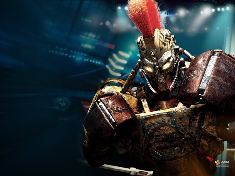 robot gladiator with red mohawk